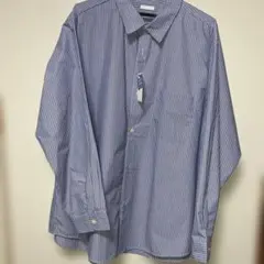 イージーケア長袖シャツ XL 青白ストライプ
