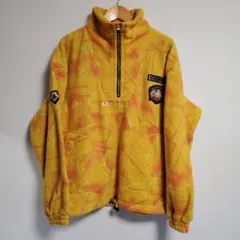 デサント フリース ハーフジップ プルオーバー ロゴ ワッペン 総柄 O 長袖