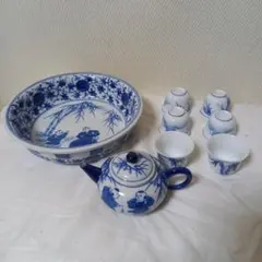 青白磁 茶器セット 6個湯呑み付き