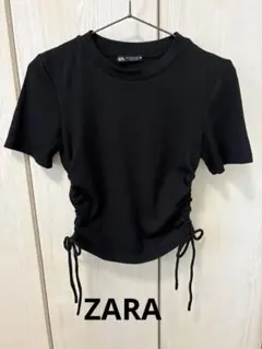 ZARA トップス リブカットソー 黒 ブラック Sのサムネイル