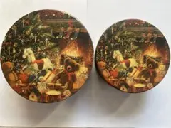 クリスマス 円形ボックス 大小2個セット