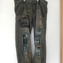 ダメージ加工デニムパンツ グレー