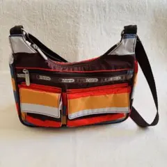 美品　レスポートサック　ショルダーバッグ　ボーダー柄　マルチカラー　レトロ