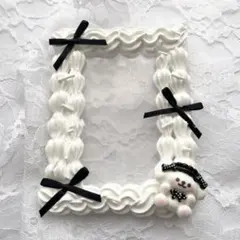 トレカケース　ホイップデコ　リボン 子犬　ブラック　ホワイト　メイド