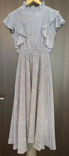 【tocco closet 】薄紫 花柄 フリル付き ロングワンピース