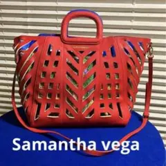 超美品！Samantha vega2wayレッド 変わりデザイン2wayバッグ