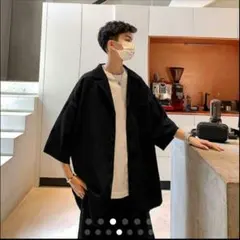 韓国 開き襟　テーラード　Vネック　ドローストリング　シャツ　短パン　上下セット