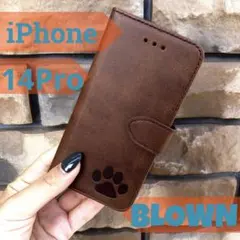 肉球　レザー　手帳型　ケース　iPhone14Pro　犬　猫　プレゼント　新品