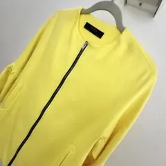 ZARA BASIC ノーカラー ジップアップ ジャケット イエロー Sのサムネイル