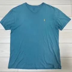 POLO RALPH LAUREN ターコイズ Vネック Tシャツ M