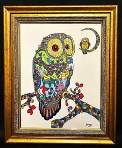 SALE【F6号】ジミー大西（ネコ）手描き/表裏サイン有/油彩/アクリル