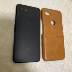 Google Pixel 3a ブラック レザーケース付き