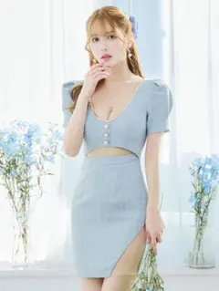 入荷未定！ JEWELS ライトブルー ツイード タイトスカート 水色