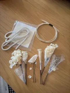 ドライフラワー 髪飾りセット ホワイト