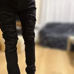 mnml ダメージ加工 デニムパンツ ブラック 29インチ - メルカリ