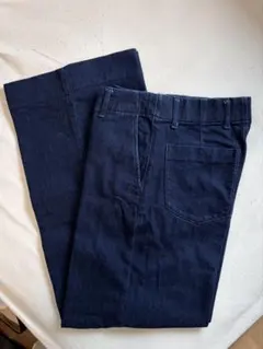 ユニクロ ワイドトラウザージーンズ ネイビー Mサイズ 脚長効果抜群