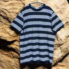メンズ　ネイビーとホワイトのストライプTシャツ　XLサイズ美品