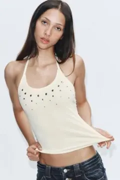 ZARA スタッズホルターネックトップスのサムネイル