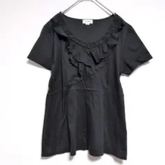 ensuite エンスウィート フリルカットソー L ブラック レナウン 美品のサムネイル