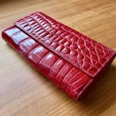 Crocodile Leather Long Wallet Red Mensのサムネイル