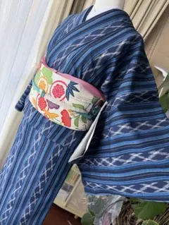 名古屋帯　イカット　絣　間道 名古屋帯 イカット 絣 間道 - メルカリ