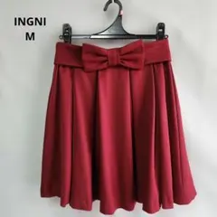 INGNI ウエストリボンベルト付フレア／スカート レッド M