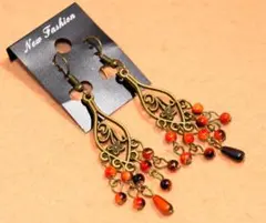 ★エスニックピアス★ロングピアス★アジアン★アンティーク風★新品★Ｙ１７