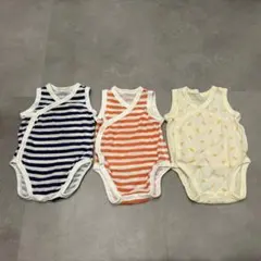 ユニクロ　コットンメッシュボディスーツ　ノースリーブ　前開き　3点セット