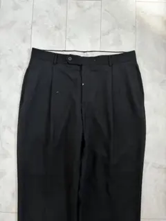 90s ウールスラックス 2タック スラックス 黒 W34