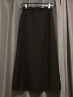 LOWRYS FARMダークブラウン Aラインロングスカート 後側スリット入りF