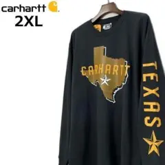 カーハート 長袖 ロンT US購入 袖ロゴ テキサス(2XL)黒 181218