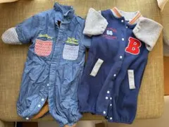 デニム・ネイビー ロンパース 50-60cm セット