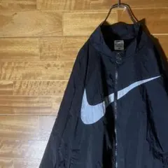 NIKE ナイロンジャケット　ジャージ　トラックジャケット　黒　白　刺繍　XXL