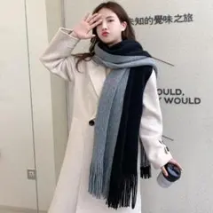 半額セール　マフラー ストライプ ニットマフラー 大判 ストール アクリル繊維