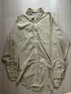 古着　淡い黄色 チェック柄 長袖シャツ