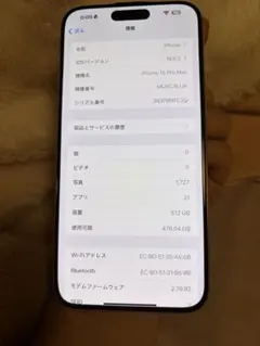 海外版iPhone 15 Pro Max 512GB,美品,バッテリー100％