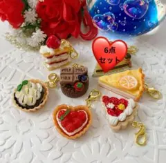ミニチュア・フェイクスイーツ♡ケーキ・タルト・ミルフィーユ，チャーム6点