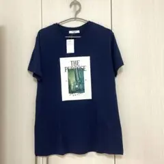 Samansa Mos2 ネイビー 半袖Tシャツ
