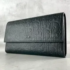 未使用級✨DIOR グラビティ ロングフラップウォレット レザー ブラックのサムネイル
