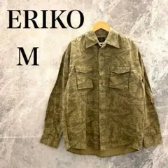 エリコ メンズ M カーキ ミリタリージャケット 迷彩 シャツ 総柄 極美品のサムネイル