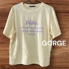 GORGEゴージ ロゴ刺繍 半袖Tシャツ クリーム色のサムネイル