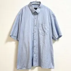 90s～00s セロ 格子柄 半袖シャツ 44cm ビッグサイズ 青 白 レトロのサムネイル