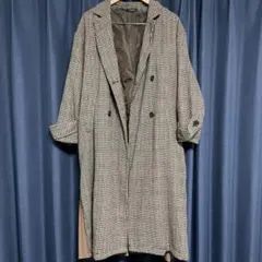 チェック柄 ダブルボタン ロングコート