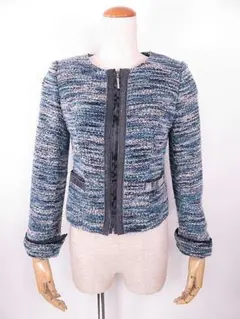 【値下げ】ビアッジョブルー　ViaggioBlu ツイードジャケット　青　２/S