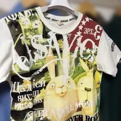 ウサビッチ・総柄プリントTシャツ・オフホワイト・Lサイズ