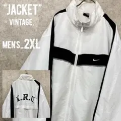 レア《NIKE ナイキ》刺繍ナイロンジャケット/ホワイト/メンズXL