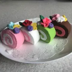 ⑤ロールケーキ　5種類　セット　おままごとフェルト