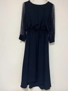 ネイビーレース袖ドレス