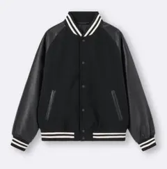 ブラック スタジャン ウール・レザー