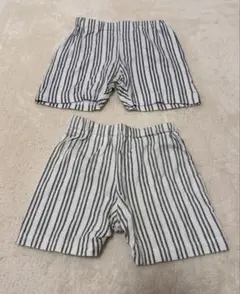 ストライプ コットンパンツ　2枚セット　80